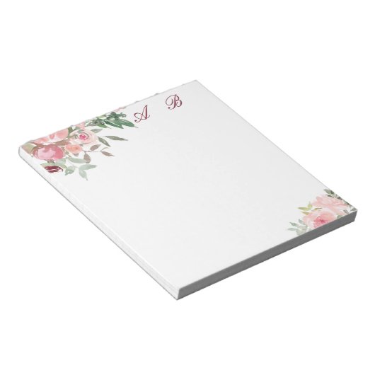 Bloc-note Aquarelle rose florale (Incliné)