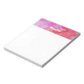 Bloc-note Aquarelle rose fuchsia éclaboussure lettre blanche (Tourné)
