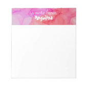 Bloc-note Aquarelle rose fuchsia éclaboussure lettre blanche (Devant)