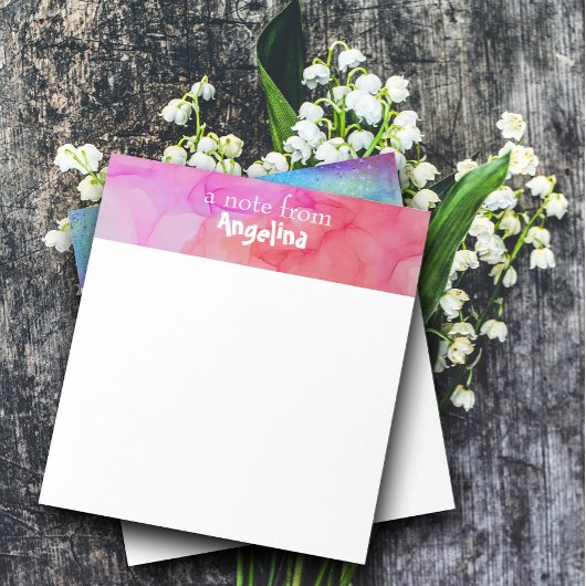 Bloc-note Aquarelle rose fuchsia splash lettre blanche