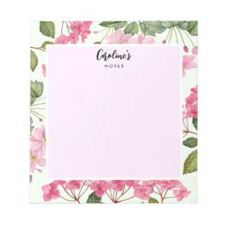 Bloc-note Aquarelle rose Hydrangea et anémone japonaise