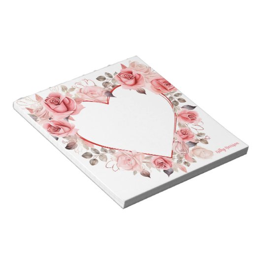 Bloc-note Aquarelle rose mignonne pour la Saint-Valentin (Incliné)