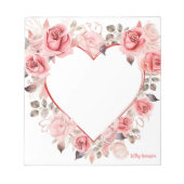 Bloc-note Aquarelle rose mignonne pour la Saint-Valentin (Devant)