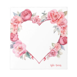 Bloc-note Aquarelle rose mignonne pour la Saint-Valentin