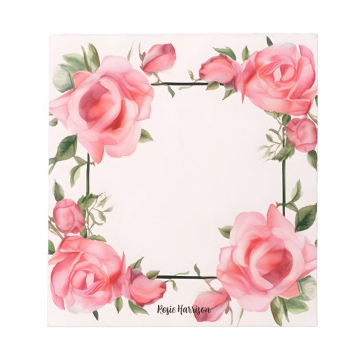 Bloc-note Aquarelle rose mignonne pour la Saint-Valentin (Devant)