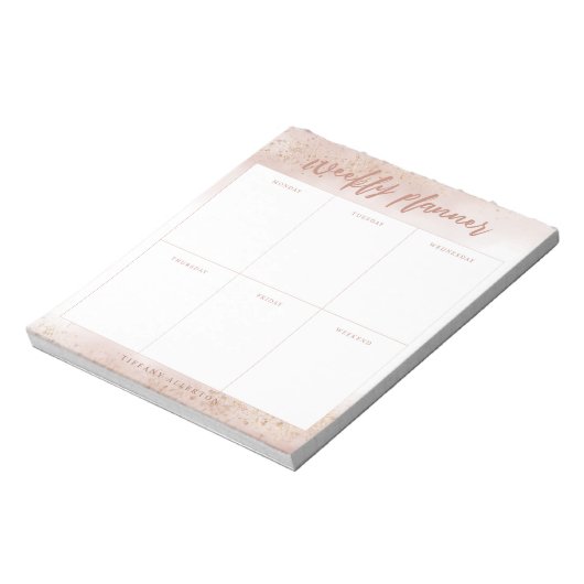 Bloc-note Aquarelle rose moderne or planificateur hebdomadai (Tourné)