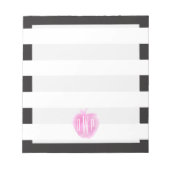 Bloc-note Aquarelle rose monogramme Apple + rayures (Devant)