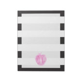 Bloc-note Aquarelle rose monogramme Apple + rayures (Tourné)