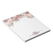Bloc-note Aquarelle Rose poussiéreuse Fleur florale Monogram (Incliné)