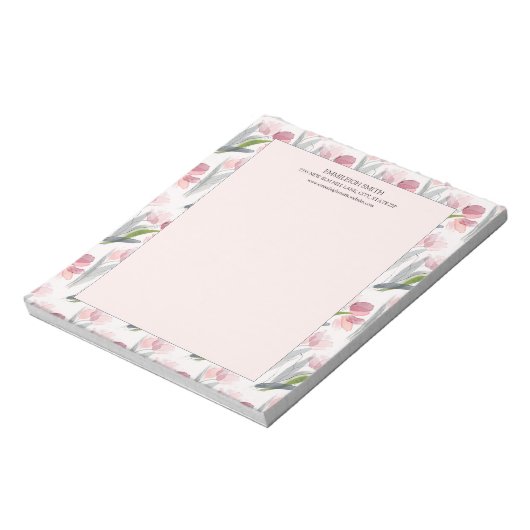 Bloc-note Aquarelle rose rose florale blanche (Tourné)