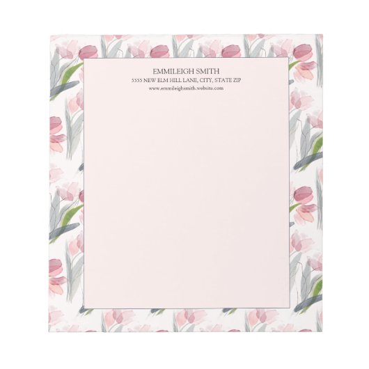 Bloc-note Aquarelle rose rose florale blanche (Devant)