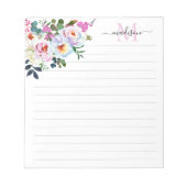 Bloc-note Aquarelle rose rose rose Fille Monogramme (Devant)