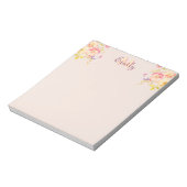 Bloc-note Aquarelle rose Roses jaunes sur noir, Monogramme (Tourné)