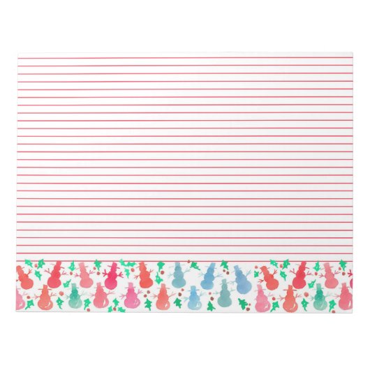 Bloc-note Aquarelle rose Snowman Noël Linne rouge (Devant)