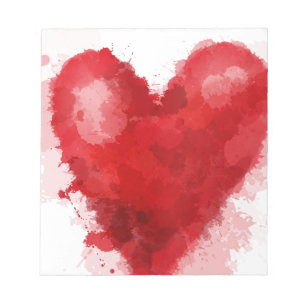 Bloc-note Aquarelle rouge coeur gothique fille valentine