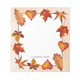 Bloc-note Aquarelle Rustique Chute Feuille Automne Personnal