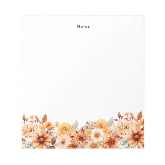 Bloc-note Aquarelle Rustique Fleurs Autum Chute Personnalisé (Devant)