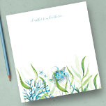 Bloc-note Aquarelle Sea Turtle Beach<br><div class="desc">Mignonne et côtière, cette papeterie tropicale comporte les mots "Je préférerais être sous la mer" en écriture bleue. Il peut être personnalisé avec votre nom de famille ou monogramme dans une typographie manuscrite. Il est conçu à l'aide d'une réplique de ma tortue de mer d'origine aquarelle dans les tons bleu...</div>