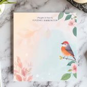 Bloc-note Aquarelle Serene Robin Bird Floral Personnalisé