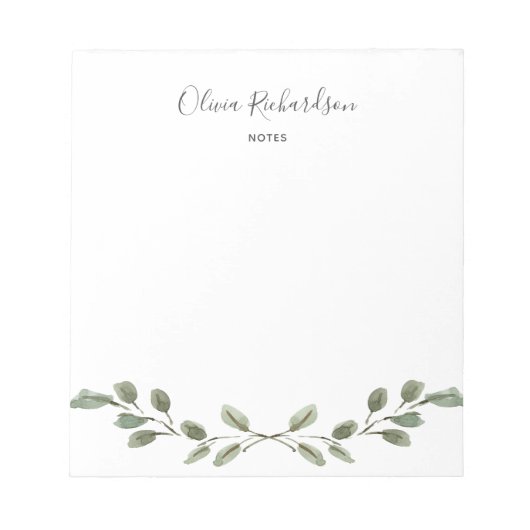 Bloc-note Aquarelle simple Verdure Botanique (Devant)