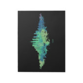 Bloc-note Aquarelle Skyline de Chicago en bleu et vert (Tourné)