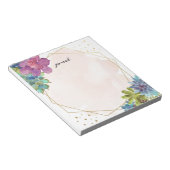 Bloc-note Aquarelle Succulents et cadre Or Personnalisé (Incliné)