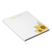 Bloc-note Aquarelle Tournesols Papier personnalisé (Incliné)