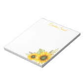 Bloc-note Aquarelle Tournesols Papier personnalisé (Tourné)