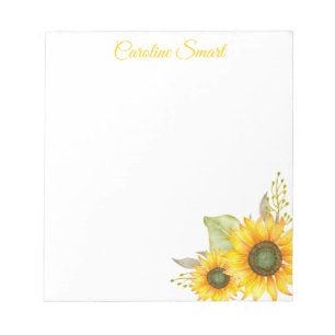 Bloc-note Aquarelle Tournesols Papier personnalisé