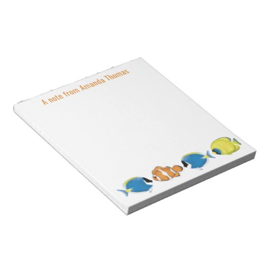 Bloc-note Aquarelle Tropical Fish Personnalisé (Incliné)