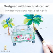 Bloc-note Aquarelle Tropicale Papier Palm Trees Voiture