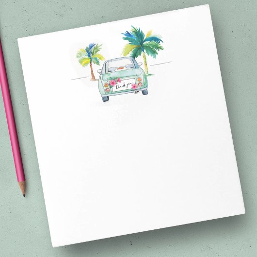 Bloc-note Aquarelle Tropicale Papier Palm Trees Voiture