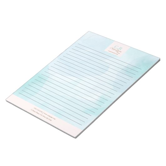 Bloc-note Aquarelle Turquoise bleu moderne (Incliné)