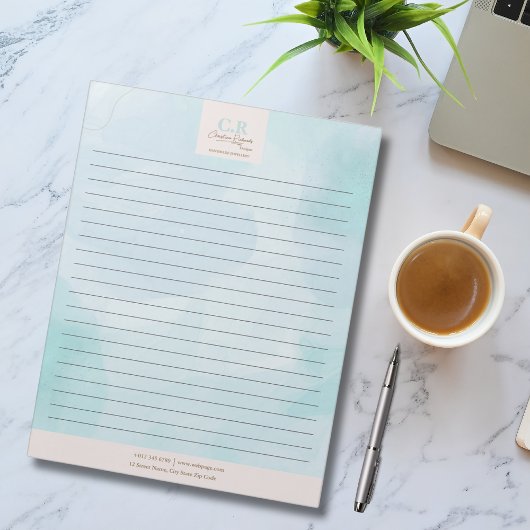 Bloc-note Aquarelle Turquoise bleu moderne