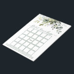 Bloc-note Aquarelle Vert Sage Vert Fête des mariées Bingo<br><div class="desc">Elégant Aquarelle moderne Botanical Greenery Fête des mariées Feuilles de Bingo Notepad comprend des feuilles d'eucalyptus,  feuillage botanique vert,  feuilles bleus poussiéreux et d'autres belles plantes botaniques. Script de calligraphie branché. Sage Green.</div>