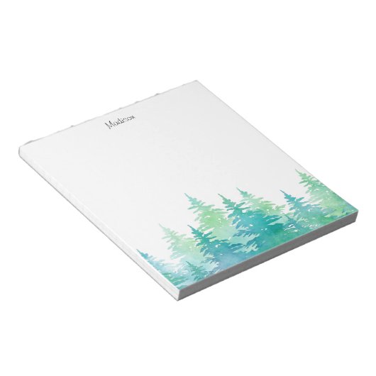 Bloc-note Aquarelle vert turquoise Arbres À feuillage persis (Incliné)