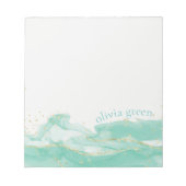 Bloc-note Aquarelle verte personnalisée Turquoise (Devant)