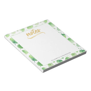 Bloc-note Aquarelle verte tropicale Feuille Gold Faux Foil