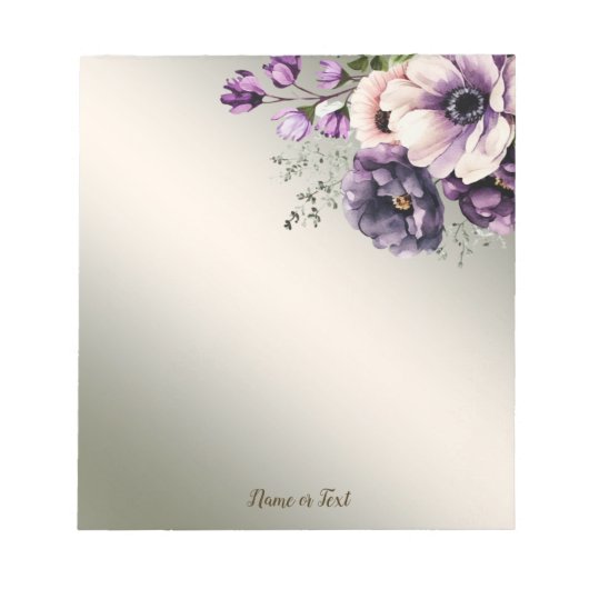 Bloc-note Aquarelle violet rose Fleurs Golden Elegant (Devant)