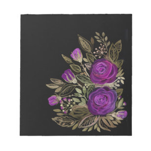 Bloc-note Aquarelle violet roses
