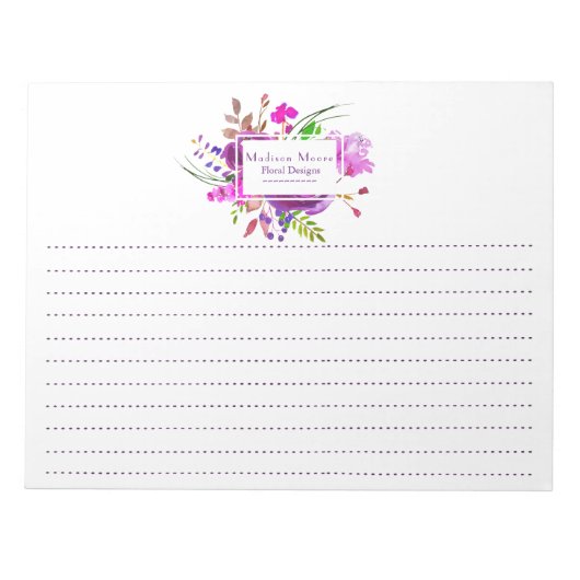 Bloc-note Aquarelle violette Bouquet floral (Devant)