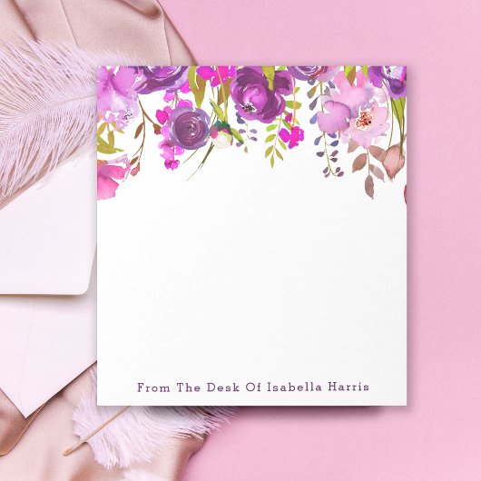 Bloc-note Aquarelle violette Nom floral Personnalisé