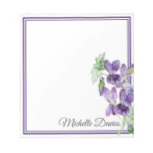 Bloc-note Aquarelle violette Violets Nom Floral (Devant)