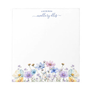 Bloc-note Aquarelle Whimsical Fleur sauvage Floral Bordure