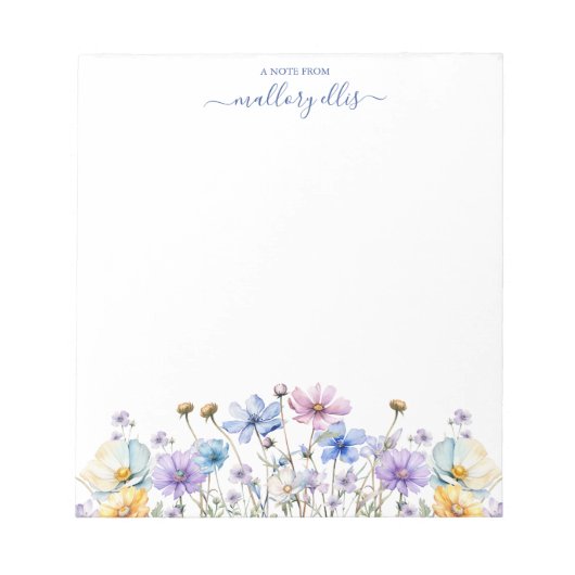 Bloc-note Aquarelle Whimsical Fleur sauvage Floral Bordure (Devant)