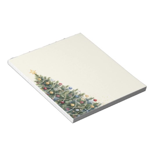 Bloc-note Arbre de Noël aquarelle rustique Noël Fêtes de fin (Incliné)