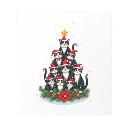 Bloc-note Arbre de Noël Chat Smoking Chat Smoking Lumières X (Devant)