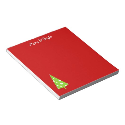 Bloc-note Arbre de Noël Pois blancs de chaux (Incliné)