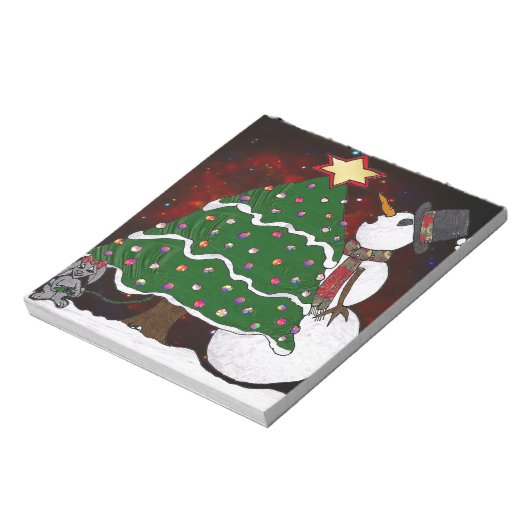 Bloc-note Arbre de Noël Snowman Surprise Art Imprimer (Tourné)