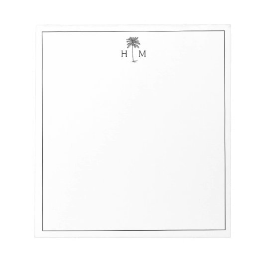 Bloc-note Arbre de palmier nain monogramme noir et blanc (Devant)